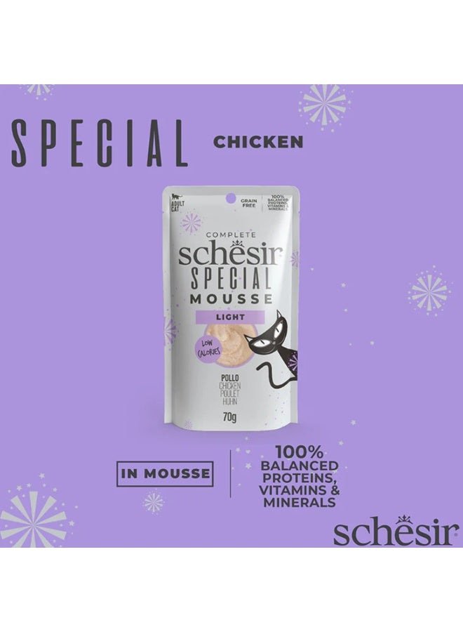 Schesir Special Mousse Complete Adult Cat Food – Light – Chicken – Low Calorie Grain Free Wet Food – Weight Control Formula – 3 × 70 g - Image 2